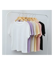 ENVYLOOK | リネン混スラブ半袖ラウンドTシャツ(Tシャツ/カットソー)