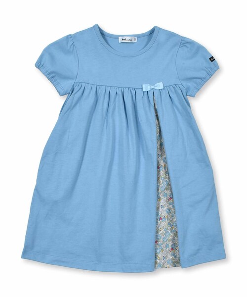 Noeil aime BeBe（ノイユエイムベベ）の「リボン 花柄 切り替え 天竺 パフスリーブ ワンピース (80~130cm)（ワンピース・キッズ・ピンク/ブルー・110）」の2枚目の写真