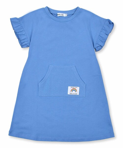 Noeil aime BeBe（ノイユエイムベベ）の「【 お揃い 】 袖 フリル 前ポケット 付き ワンピース (80~130cm)（ワンピース・キッズ・イエロー/ブルー・110）」の2枚目の写真