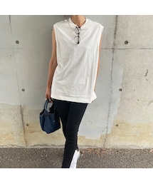 copine | コットンバックロングデザインノースリーブ(グリーン)(Tシャツ/カットソー)