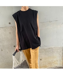 copine | コットンバックロングデザインノースリーブ(グリーン)(Tシャツ/カットソー)