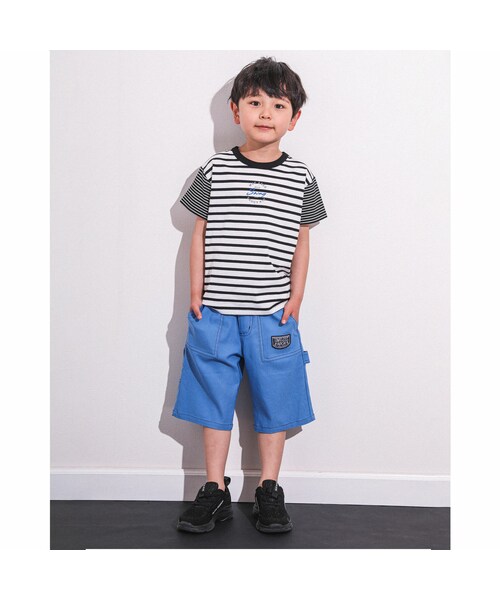 WASK(ワスク)の「SWAG プリント ボーダー 天竺 Tシャツ (100~160cm)(Tシャツ/カットソー・キッズ・レッド/ブラック・110cm)」の2枚目の写真