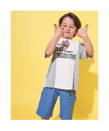 WASK | ネップ 切り替え 天竺 ビッグ Tシャツ (100~160cm)(Tシャツ/カットソー)