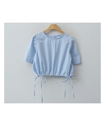 ENVYLOOK | ドロストリボン裾バックボタンクロップド丈半袖ブラウス(シャツ/ブラウス)