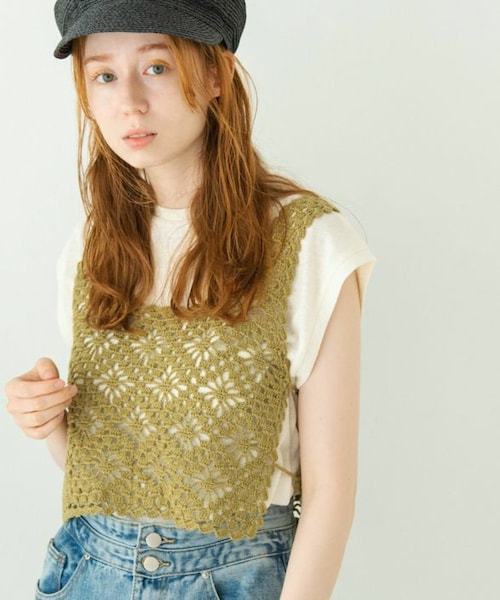 Crisp（クリスプ）の「フレンチポケットTシャツ[c1R3057]（Tシャツ/カットソー・レディース・ブラウン/グリーン/ホワイト/オレンジ・FREE）」の2枚目の写真