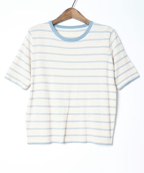 Crisp（クリスプ）の「リンガーボーダーTシャツ[c1k3062b]（Tシャツ/カットソー・レディース・ブルー・FREE）」の2枚目の写真