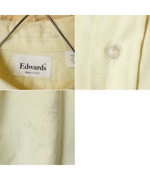 --（--）の「ビッグサイズ 70s 80s USA製 Edwards ボタンダウン シャツ メンズXL相当 イエロー 半袖 アメリカ古着（シャツ/ブラウス・レディース・イエロー・XL）」の2枚目の写真