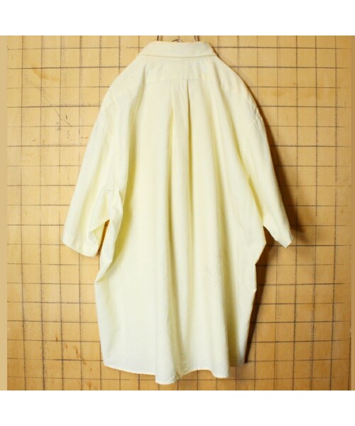 --（--）の「ビッグサイズ 70s 80s USA製 Edwards ボタンダウン シャツ メンズXL相当 イエロー 半袖 アメリカ古着（シャツ/ブラウス・レディース・イエロー・XL）」の3枚目の写真