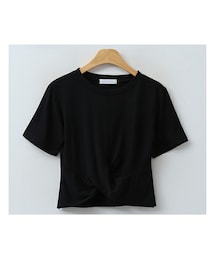 ENVYLOOK | ツイストヘムクロップド半袖ラウンドTシャツ(Tシャツ/カットソー)