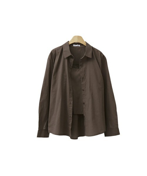 ENVYLOOK(エンビールック)の「薄手コットンシャツ+キャミソール(シャツ/ブラウス・レディース・오렌지/블루/브라운/화이트・FREE(44-66))」の3枚目の写真