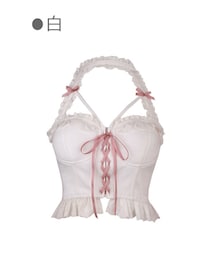 Bobon21 | ホルターネックレースアップミニ丈ビスチェ-全２色-(シャツ/ブラウス)