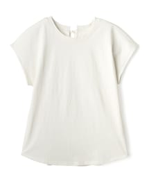 バックリボンノースリーブラウンドヘムTシャツ