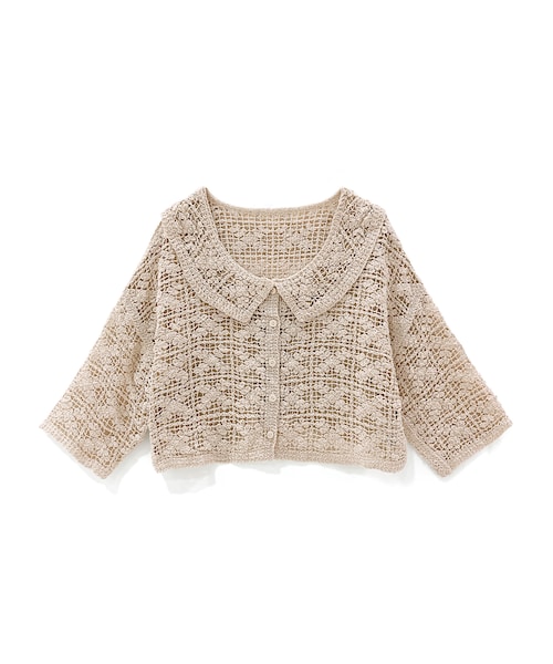 GRL（グレイル）の「かぎ編みショート丈カーディガン（カーディガン/ボレロ・レディース・ブラック/オフベージュ/オフホワイト・F）」の3枚目の写真