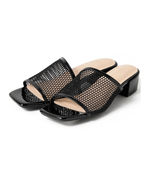 サンダル・ミュール Leather and Mesh Espadrilles GRL(グレイル)の「メッシュ編みスクエアトゥレザーミュール