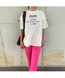 copine | 英字ロゴビッグTシャツ(ホワイト）(Tシャツ/カットソー)