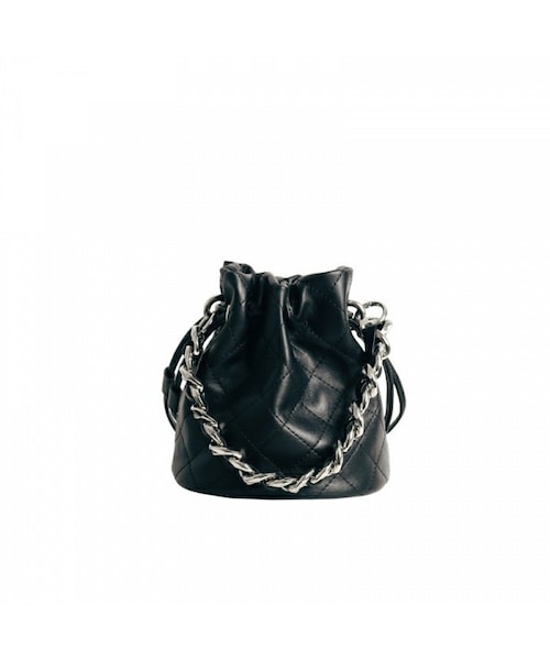 Baginning（バッグリング）の「レザー バケットバッグ キルテッド ハンドバッグ（ショルダーバッグ・レディース・ホワイト/ブラック・16CM*16CM*13CM）」の2枚目の写真