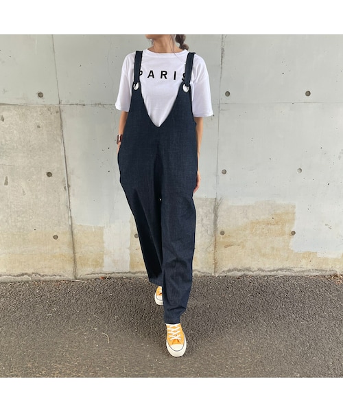 copine(コピン)の「丸カンワイドデニムサロペット(サロペット/オーバーオール・レディース・ブルー・ワンサイズ)」の1枚目の写真