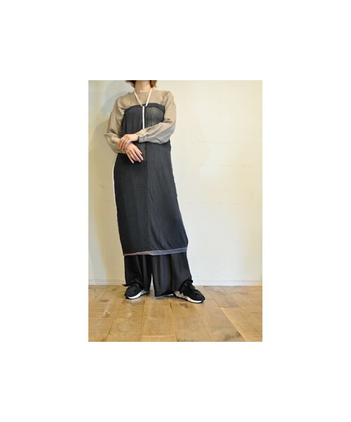 RehersalL（リハーズオール）の「シルクリネンニットワンピース（ワンピース・レディース・ベージュ/ブラック・one）」の2枚目の写真