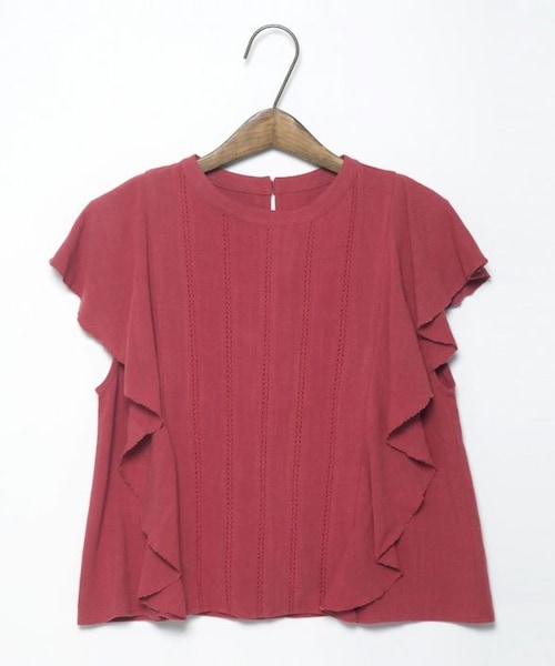 Crisp（クリスプ）の「ラインレースラッフルブラウス[S1R300]（シャツ/ブラウス・レディース・グレー/ピンク・FREE）」の4枚目の写真