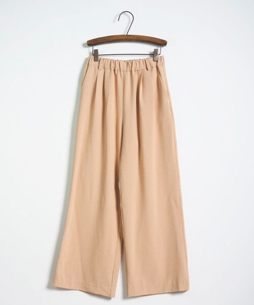 Crisp（クリスプ）の「チェックイージーパンツ[c2R3097]（その他パンツ・レディース・ベージュ/グリーン・FREE）」の3枚目の写真