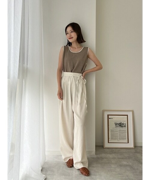 neam(ニーム)の「side ribbon linen pants(その他パンツ・レディース・ホワイト/イエロー・free)」の3枚目の写真