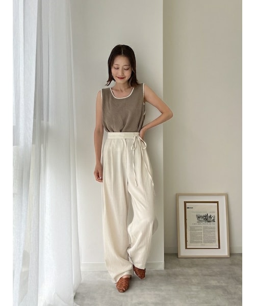neam(ニーム)の「side ribbon linen pants(その他パンツ・レディース・ホワイト/イエロー・free)」の4枚目の写真