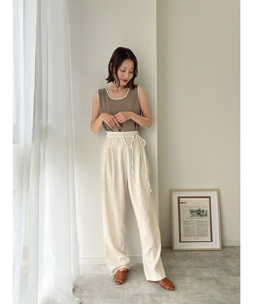 neam(ニーム)の「side ribbon linen pants(その他パンツ・レディース・ホワイト/イエロー・free)」の5枚目の写真