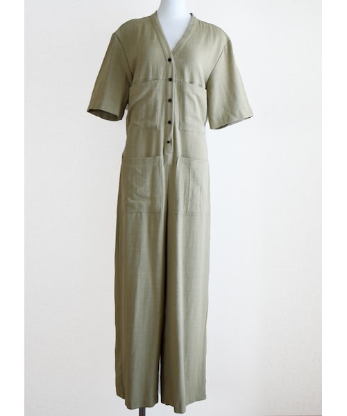 Marient(マリエント)の「リネンサロペット(サロペット/オーバーオール・レディース・ホワイト/グリーン・FREE)」の2枚目の写真