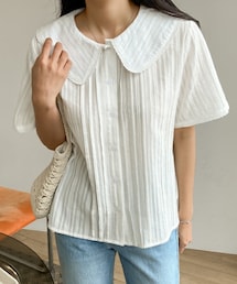 SECRETLABEL | コットンレース刺繡半袖ブラウス(シャツ/ブラウス)