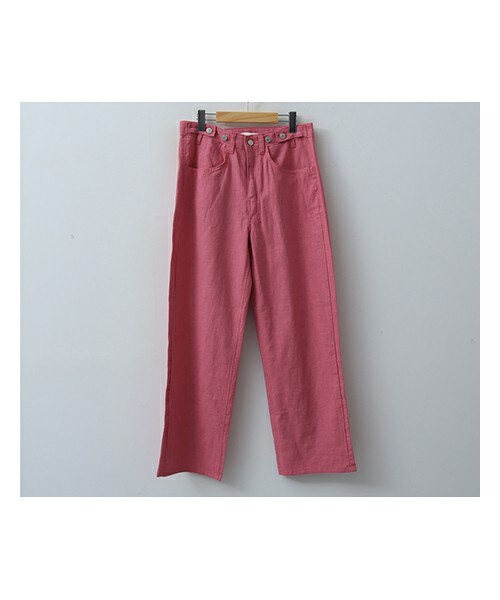 ENVYLOOK（エンビールック）の「ストラップボタンワイドストレートリネンパンツ（その他パンツ・レディース・그린/화이트/핑크/그외・FREE(44-66)）」の3枚目の写真