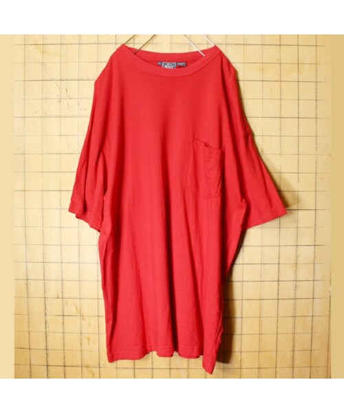 WOOLRICH(ウールリッチ)の「ビッグサイズ 80s 90s USA Woolrich ウールリッチ 1ポケット Tシャツ レッド 半袖 メンズXL アメリカ古着(Tシャツ/カットソー・レディース・レッド・XL)」の1枚目の写真