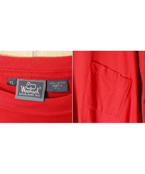 WOOLRICH(ウールリッチ)の「ビッグサイズ 80s 90s USA Woolrich ウールリッチ 1ポケット Tシャツ レッド 半袖 メンズXL アメリカ古着(Tシャツ/カットソー・レディース・レッド・XL)」の2枚目の写真