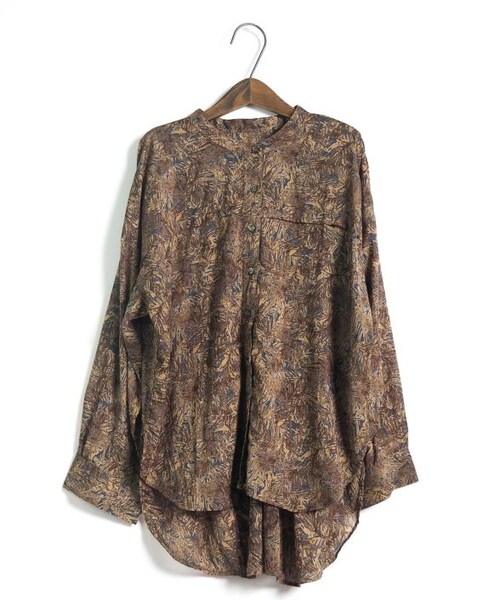 Crisp（クリスプ）の「バックギャザープリントシャツ[c1wg3023]（シャツ/ブラウス・レディース・ブラウン/グリーン・FREE）」の3枚目の写真