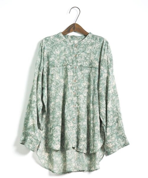 Crisp（クリスプ）の「バックギャザープリントシャツ[c1wg3023]（シャツ/ブラウス・レディース・ブラウン/グリーン・FREE）」の4枚目の写真