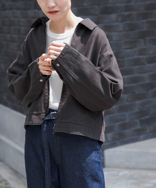 URBAN RESEARCH DOORS(アーバンリサーチドアーズ)の「FORK&SPOON ガーメントダイツイルジップブルゾン(ブルゾン・レディース・IVORY/CHARCOAL・1)」の14枚目の写真
