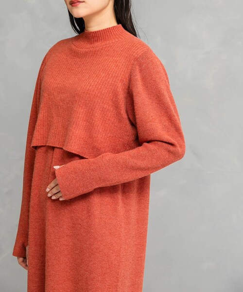 URBAN RESEARCH ROSSO（アーバンリサーチロッソ）の「静電防止レイヤードライクニットワンピース（ワンピース・レディース・TERRACOTTA/NAVY/GREEN・FREE）」の22枚目の写真