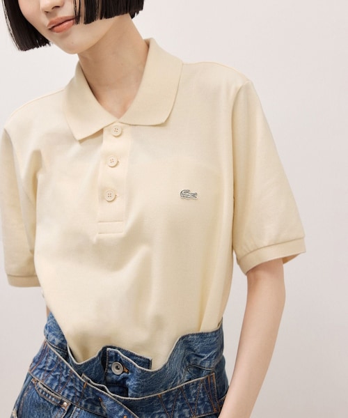 ADAM ET ROPE'(アダムエロペ)の「【LACOSTE for ADAM ET ROPE'】別注 Classic Polo(ポロシャツ・レディース・ブラック/ワイン系/クリーム・36)」の4枚目の写真
