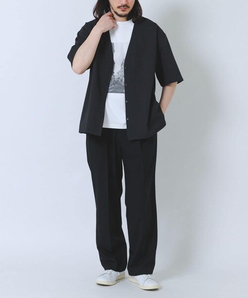 ITEMS URBANRESEARCH(アイテムズ アーバンリサーチ)の「『接触冷感/イージーケア/吸水速乾/撥水/防汚』高機能シアサッカー 半袖カーディガン(楽着シリーズ)(カーディガン/ボレロ・メンズ・BLACK/BEIGE/L.BLUE・M/L)」の10枚目の写真