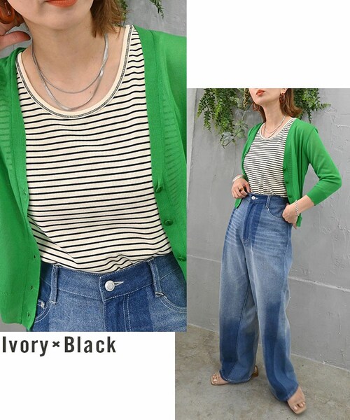 Sheson（シーズン）の「ステッチデザインリブタンクトップ（タンクトップ・レディース・ホワイト/ピンク/ブラック/その他/グリーン/ブラウン・F）」の6枚目の写真