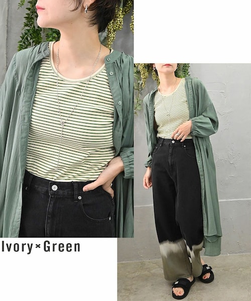 Sheson（シーズン）の「ステッチデザインリブタンクトップ（タンクトップ・レディース・ホワイト/ピンク/ブラック/その他/グリーン/ブラウン・F）」の4枚目の写真