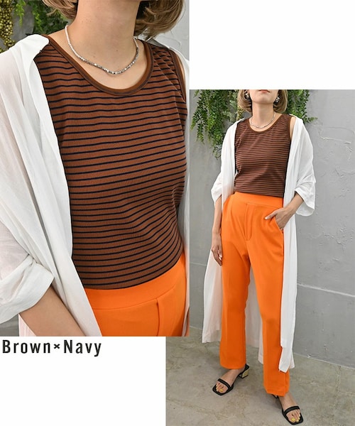 Sheson（シーズン）の「ステッチデザインリブタンクトップ（タンクトップ・レディース・ホワイト/ピンク/ブラック/その他/グリーン/ブラウン・F）」の3枚目の写真