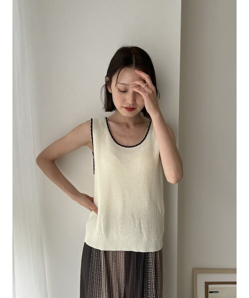 neam（ニーム）の「WAFFLE BICOLOR TANK（タンクトップ・レディース・ホワイト/グレー・free）」の6枚目の写真