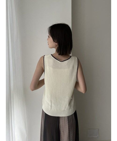 neam（ニーム）の「WAFFLE BICOLOR TANK（タンクトップ・レディース・ホワイト/グレー・free）」の9枚目の写真