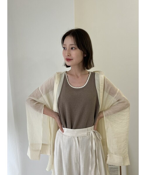 neam（ニーム）の「WAFFLE BICOLOR TANK（タンクトップ・レディース・ホワイト/グレー・free）」の11枚目の写真