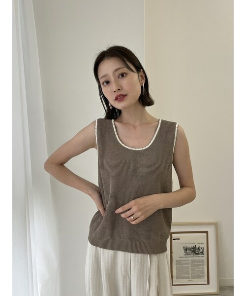 neam（ニーム）の「WAFFLE BICOLOR TANK（タンクトップ・レディース・ホワイト/グレー・free）」の13枚目の写真