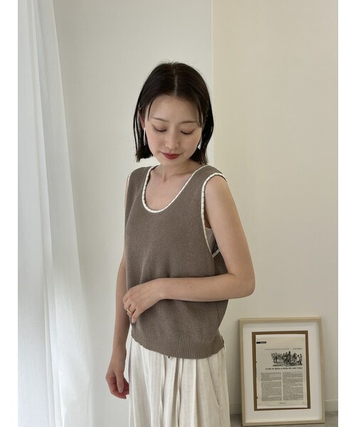 neam（ニーム）の「WAFFLE BICOLOR TANK（タンクトップ・レディース・ホワイト/グレー・free）」の15枚目の写真