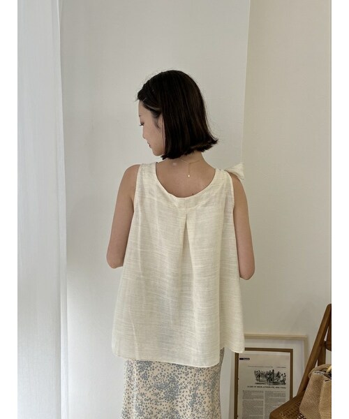 neam（ニーム）の「SHOULDER RIBBON LINEN NO SLEEVE（タンクトップ・レディース・ホワイト/ブラウン・free）」の7枚目の写真