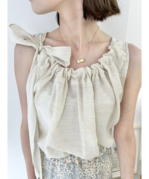 neam（ニーム）の「SHOULDER RIBBON LINEN NO SLEEVE（タンクトップ・レディース・ホワイト/ブラウン・free）」の8枚目の写真
