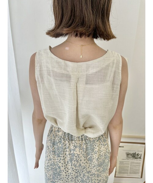 neam（ニーム）の「SHOULDER RIBBON LINEN NO SLEEVE（タンクトップ・レディース・ホワイト/ブラウン・free）」の9枚目の写真