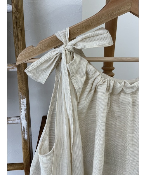 neam（ニーム）の「SHOULDER RIBBON LINEN NO SLEEVE（タンクトップ・レディース・ホワイト/ブラウン・free）」の10枚目の写真